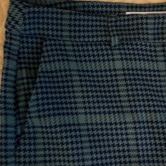 Anthropologie Nice Things, green/navy houndstooth slacks pants 10, 42, Med nwot - Picture 7 of 11